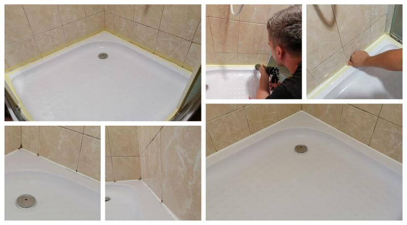Small work as sealing the shower cabin with silicone.