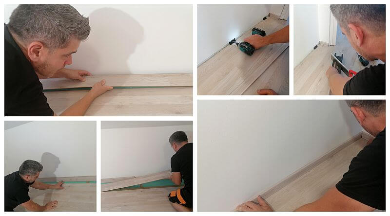 Laminate flooring and border screwing can be seen on the picture.
